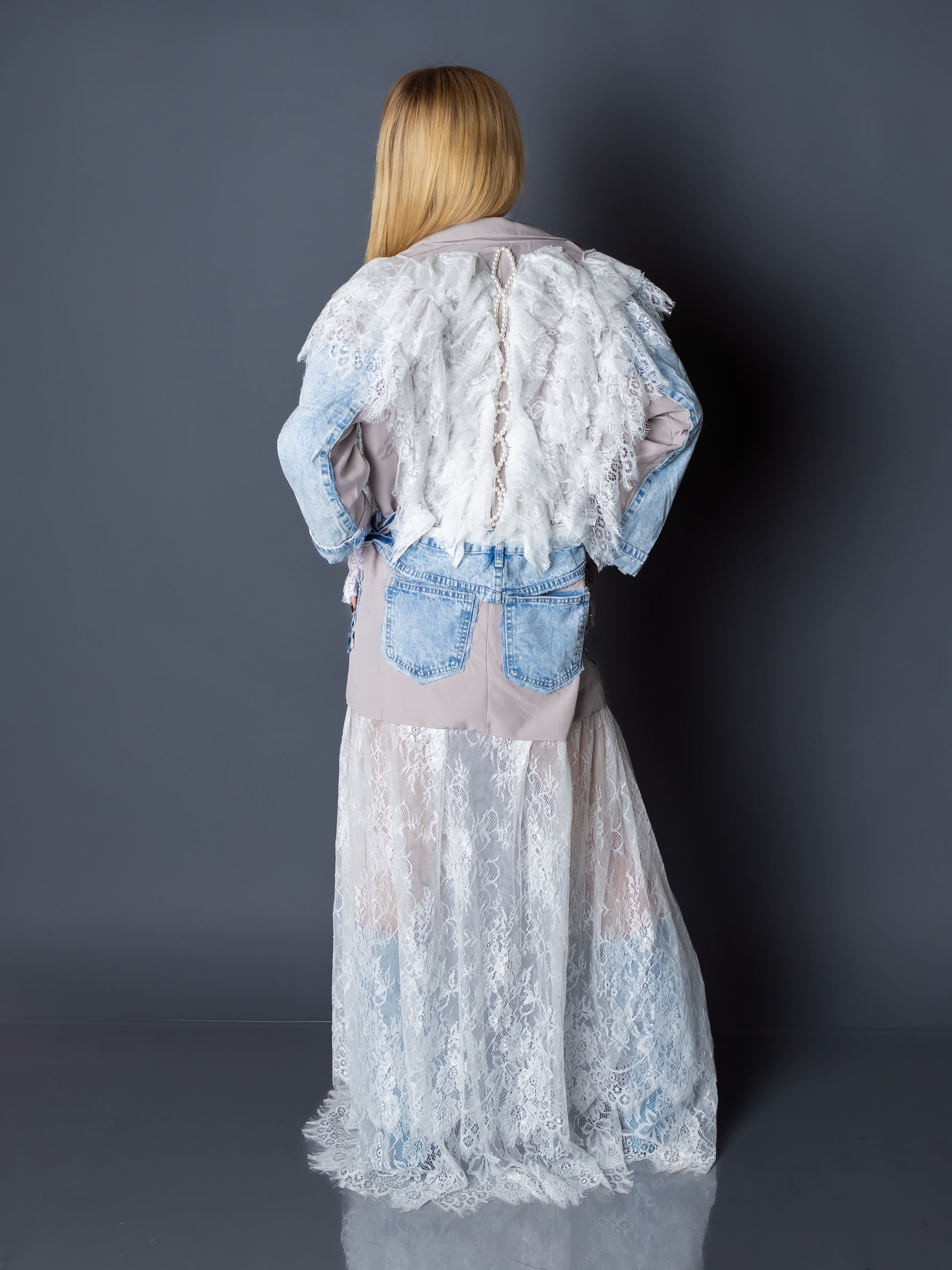 nude denim dress Sleeveless Denim Dress In Nude